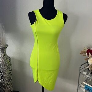 Lime Green Sleeveless Dress with zipper down the front